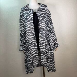 Gershon BRAM Oversized Lagenlook Zebra Print Linen Shacket Jacket LARGE EUC